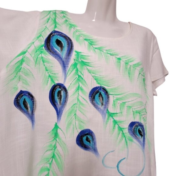 Casual Cotton Tunic Top Short Sleeve Asymmetrical Cotton -Size M/L,  L/XL - Picture 3 of 9